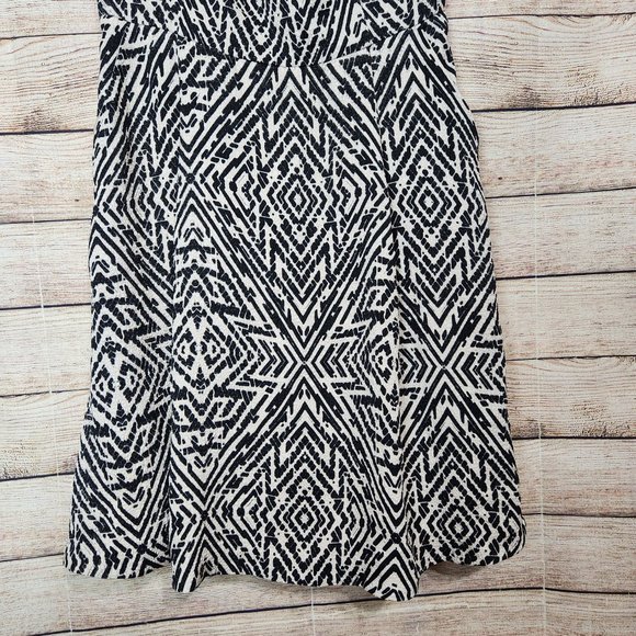 Anthropologie MAEVE Women Dress 4 Sleeveless Black Beige Geometric Sheath Zipper - Picture 3 of 15